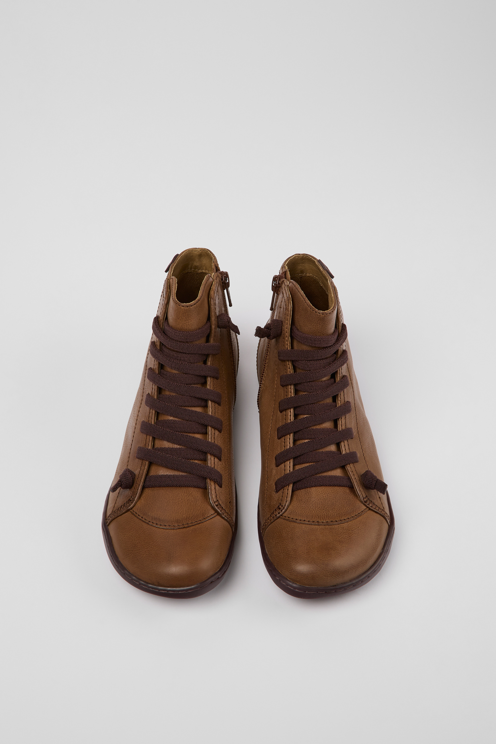 Peu - Brown leather ankle boots for women