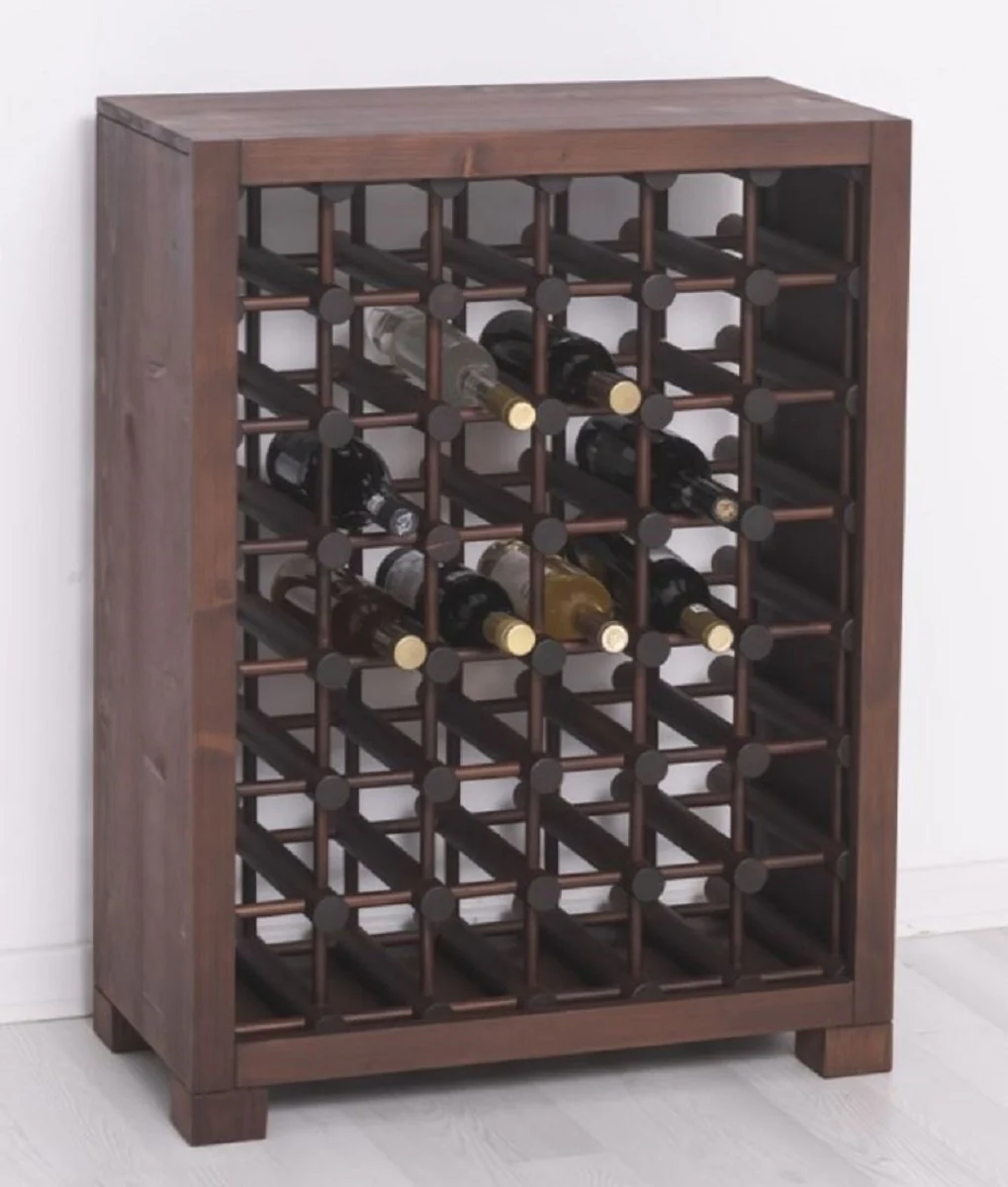 Casa Padrino armario de vino de madera maciza de estilo campestre marr¨®n / negro 68 x 35 x A. 68 cm - Estante de vino de madera maciza en estilo campestre - Mueble bar de estilo campestre