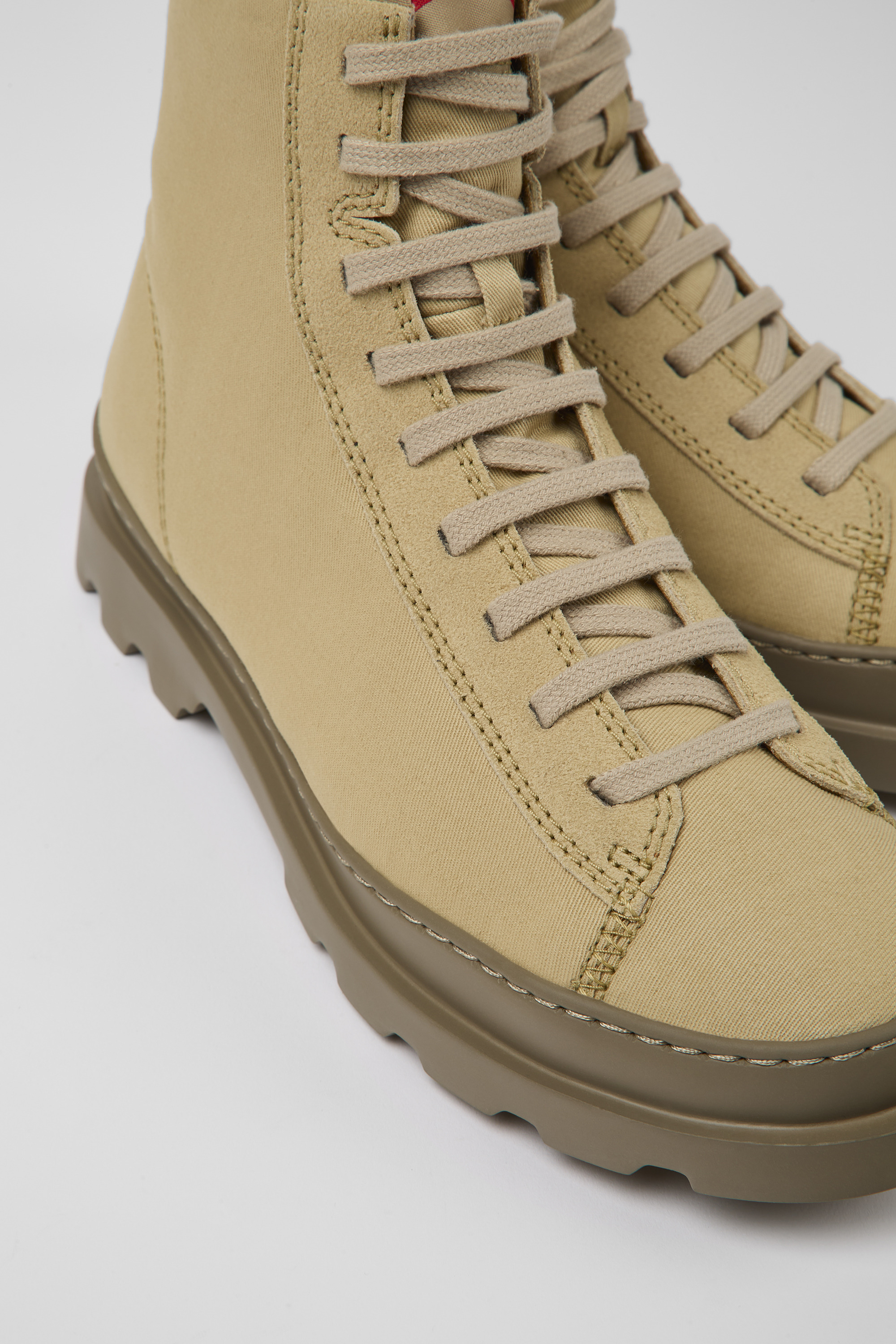 Brutus - Beige textile and nubuck ankle boots for men