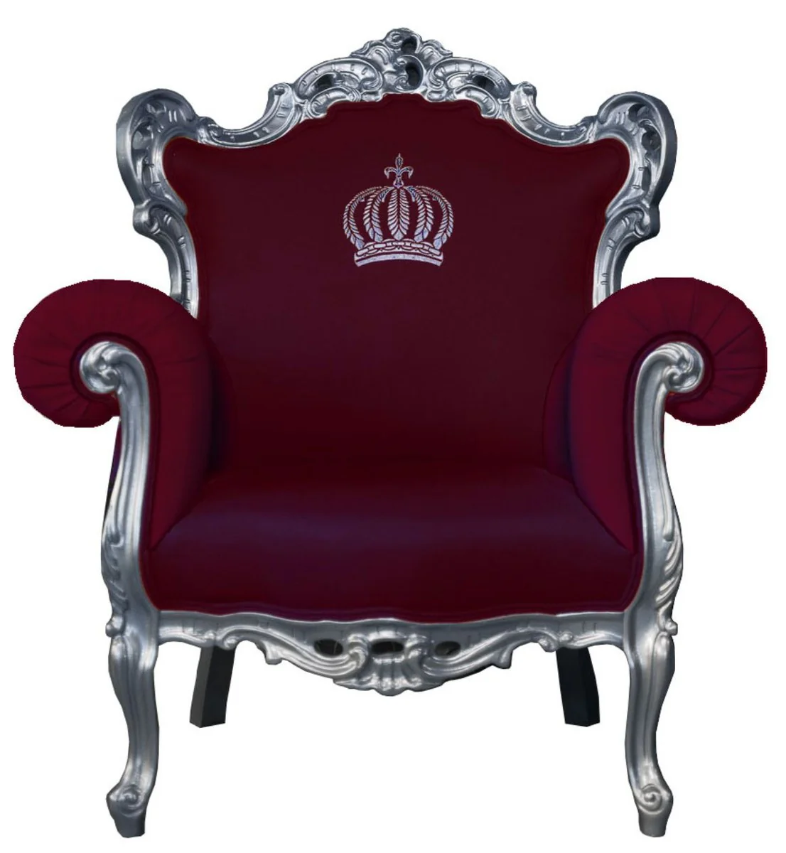 Pomp??s by Casa Padrino luxury baroque armchair burgundy / silver - Pomp??s baroque armchair designed by Harald Gl??ckler