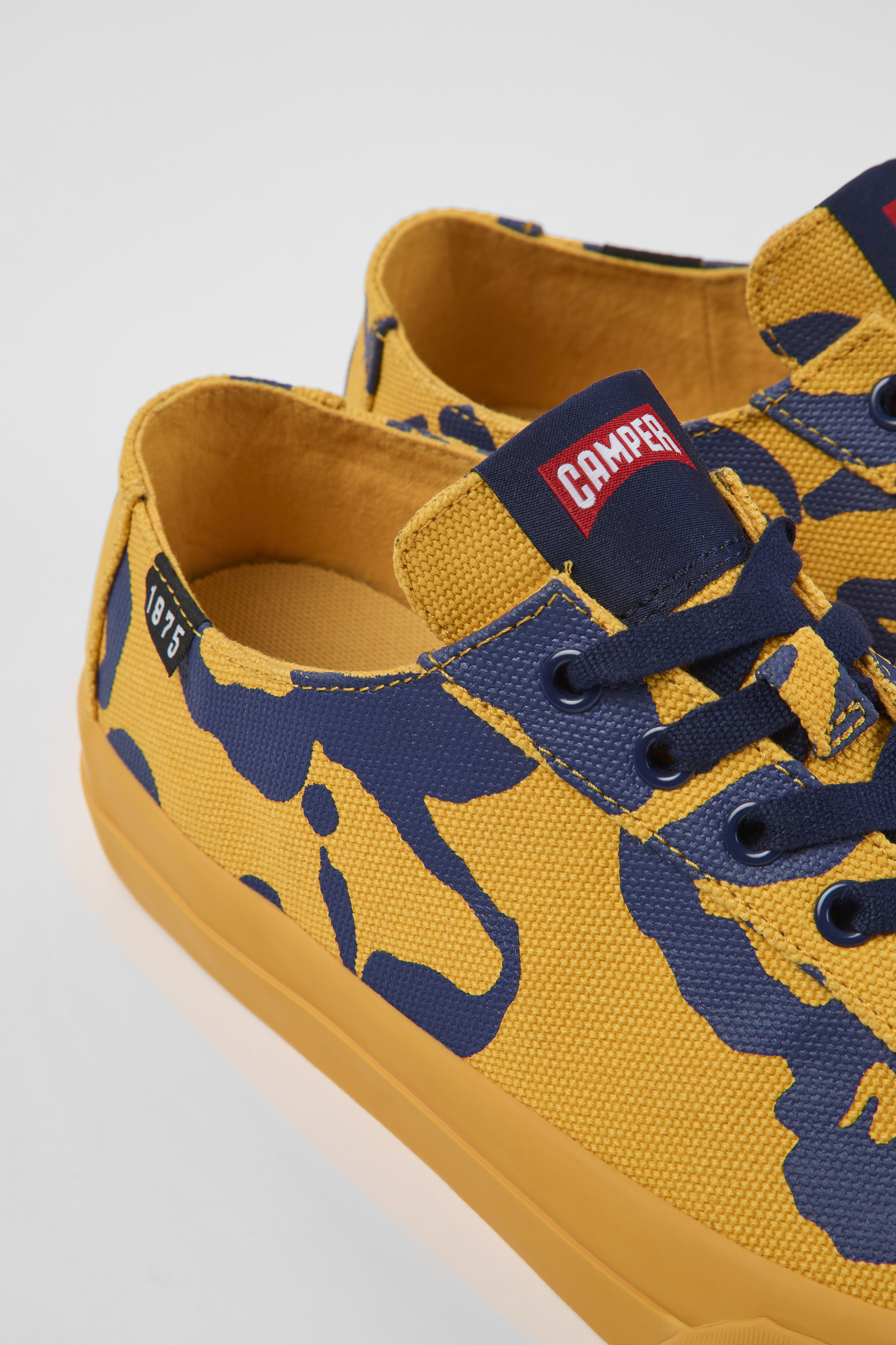 Camaleon - Orange and blue recycled cotton sneakers for men