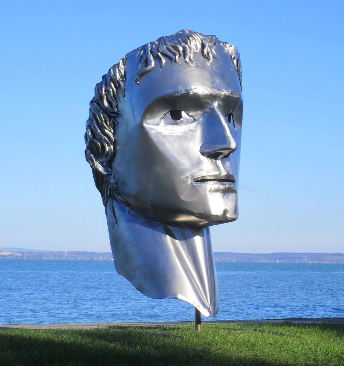 Casa Padrino escultura decorativa de jard¨ªn de acero inoxidable XXL cabeza plata A. 213 cm