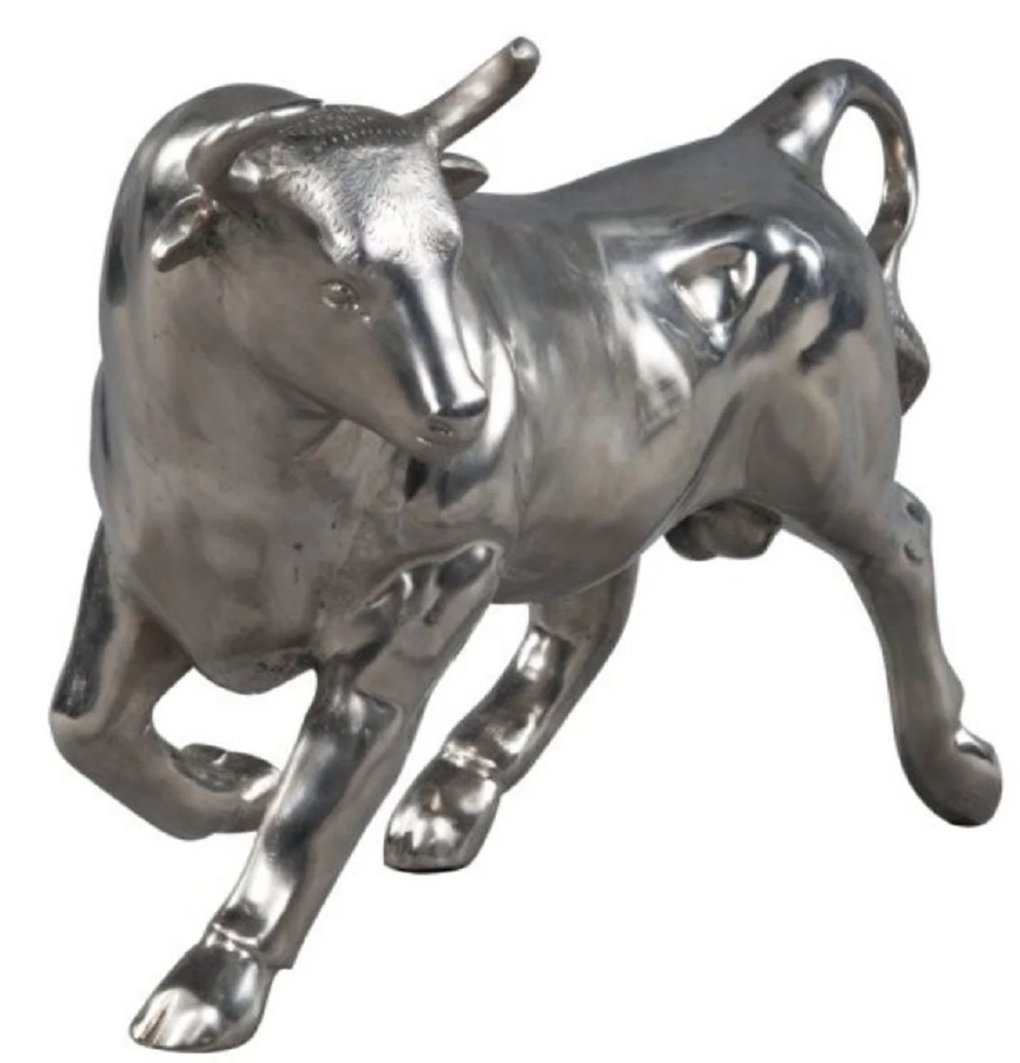Casa Padrino Deco Bronce Figura Toro Plata 56 x 22 x H. 40 cm - Escultura de Lujo