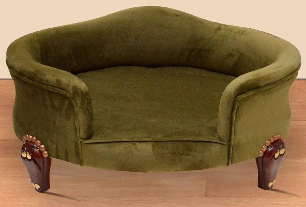 Casa Padrino cama para perros barroco verde real / marrón / oro - Muebles barrocos para perros - Muebles barrocos para mascotas - Muebles para mascotas de estilo barroco