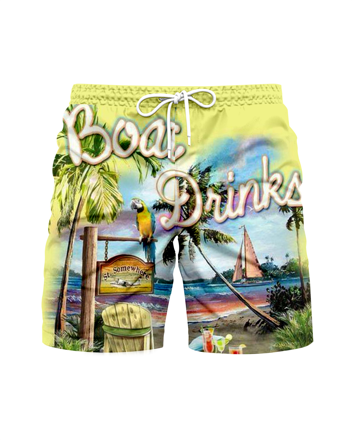 Suitmens Men's Hawaii Vacations Print Shirt Three-Piece Set 062