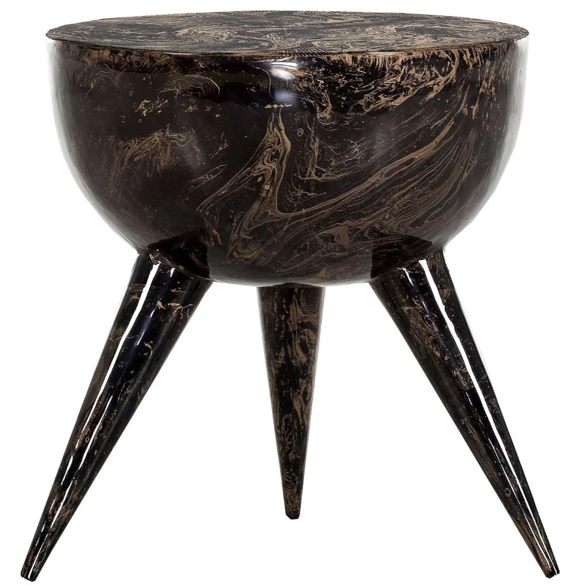 Casa Padrino mesa auxiliar de lujo negro / oro ? 42 x A. 46 cm - Mesa redonda de aluminio con tr¨ªpode en aspecto de m¨¢rmol - Muebles de Sala