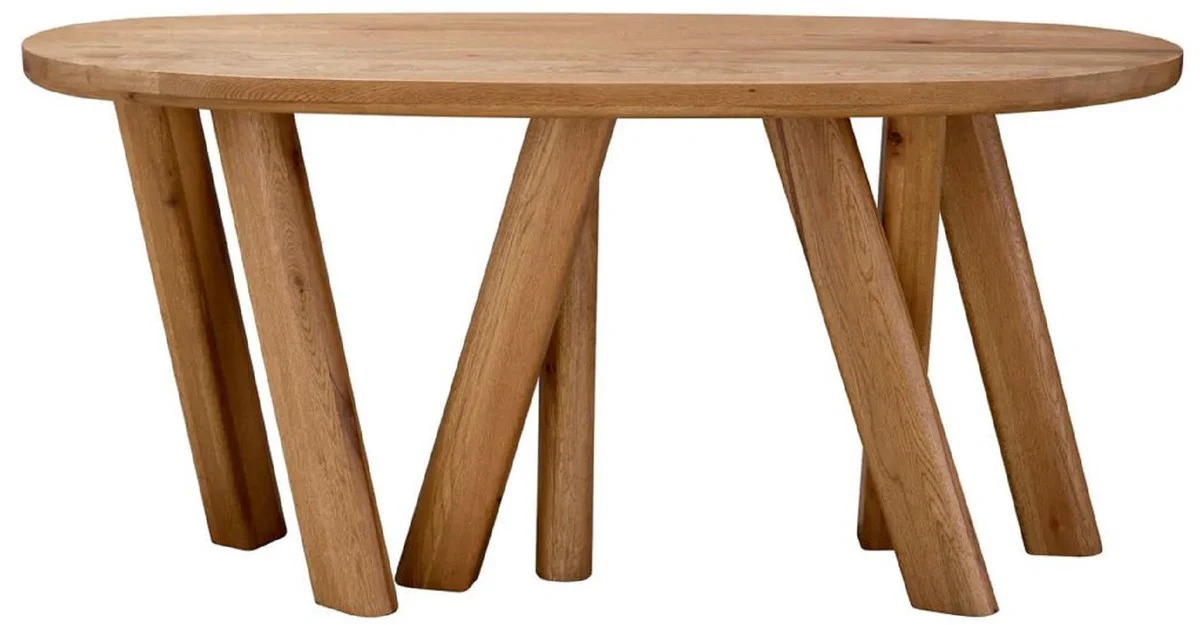 Casa Padrino consola de lujo marr¨®n 160 x 54,5 x A. 76,5 cm - Mesa consola ovalada con tablero de roble macizo - Muebles de madera maciza - Muebles de lujo - Calidad de lujo