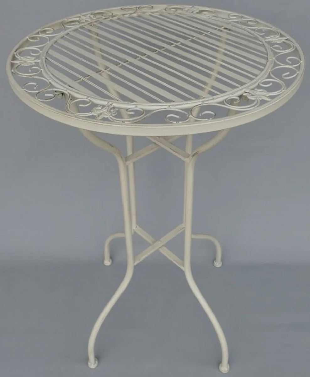 Casa Padrino conjunto de muebles de jardín Art Nouveau blanco rústico - 1 Mesa de Bar y 2 Sillas de Bar - Muebles de Jardín Nostálgicos