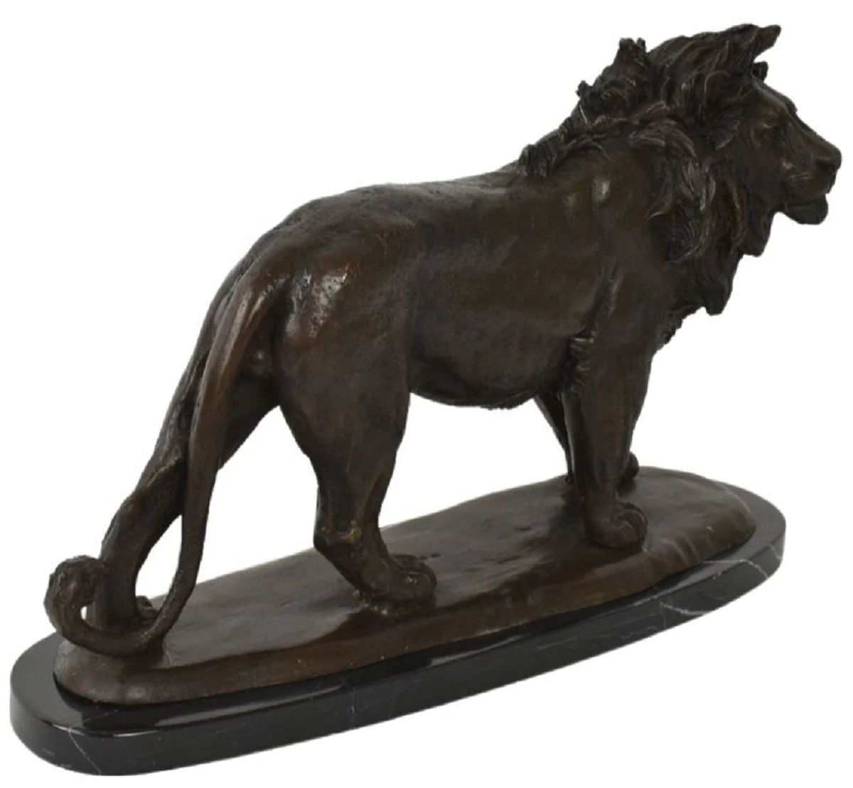 Casa Padrino escultura de bronce de lujo león bronce / negro 49 x 16 x A. 31 cm - Figura de bronce con base de mármol - Figura de Decoración - Accesorios de Decoración - Colección de Lujo