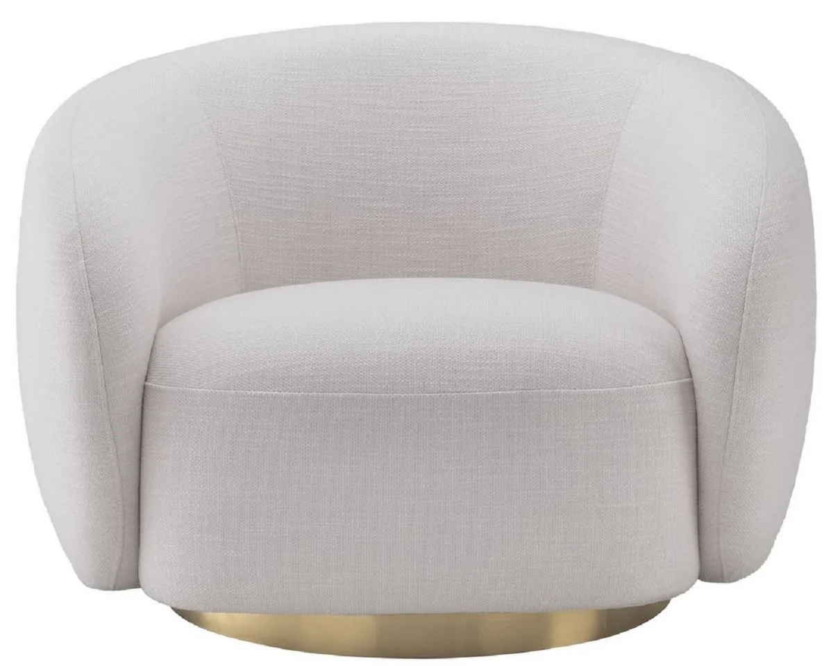 Casa Padrino sill¨®n giratorio de lujo blanco / lat¨®n 96 x 85 x A. 74 cm - Sill¨®n de Sal¨®n - Muebles de Sal¨®n - Calidad de Lujo