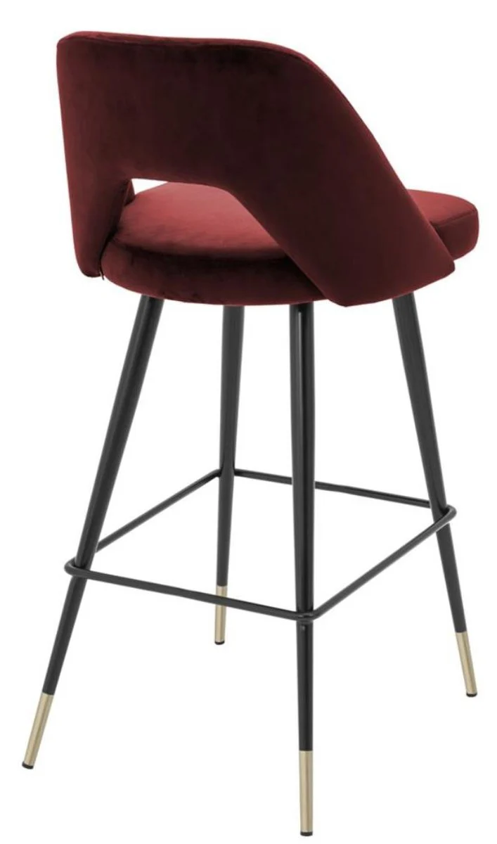 Casa Padrino luxury bar stool bordeaux red / black 50 x 50 x H. 100 cm - Luxury Bar Stools with Backrest