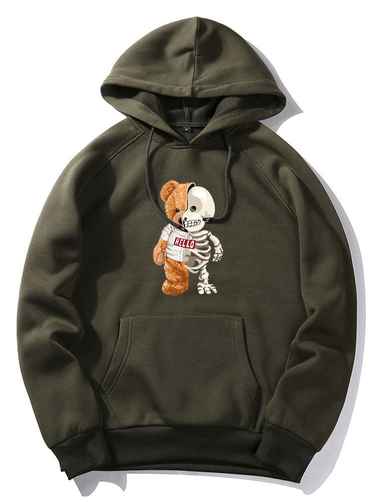Skeleton Bear Print Hoodie