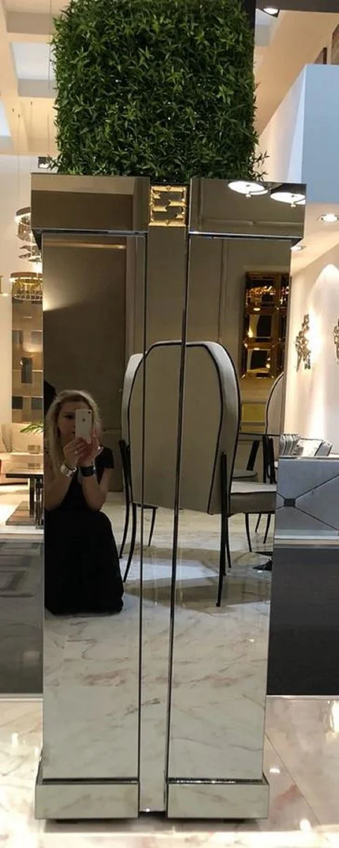 Casa Padrino Florero de Pilar de Lujo Oro 50 x 50 x A. 150 cm - Florero de Pilar con Espejo - Florero Deco para Sala de Estar - Muebles de Lujo - Calidad de Lujo - Hecho en Italia