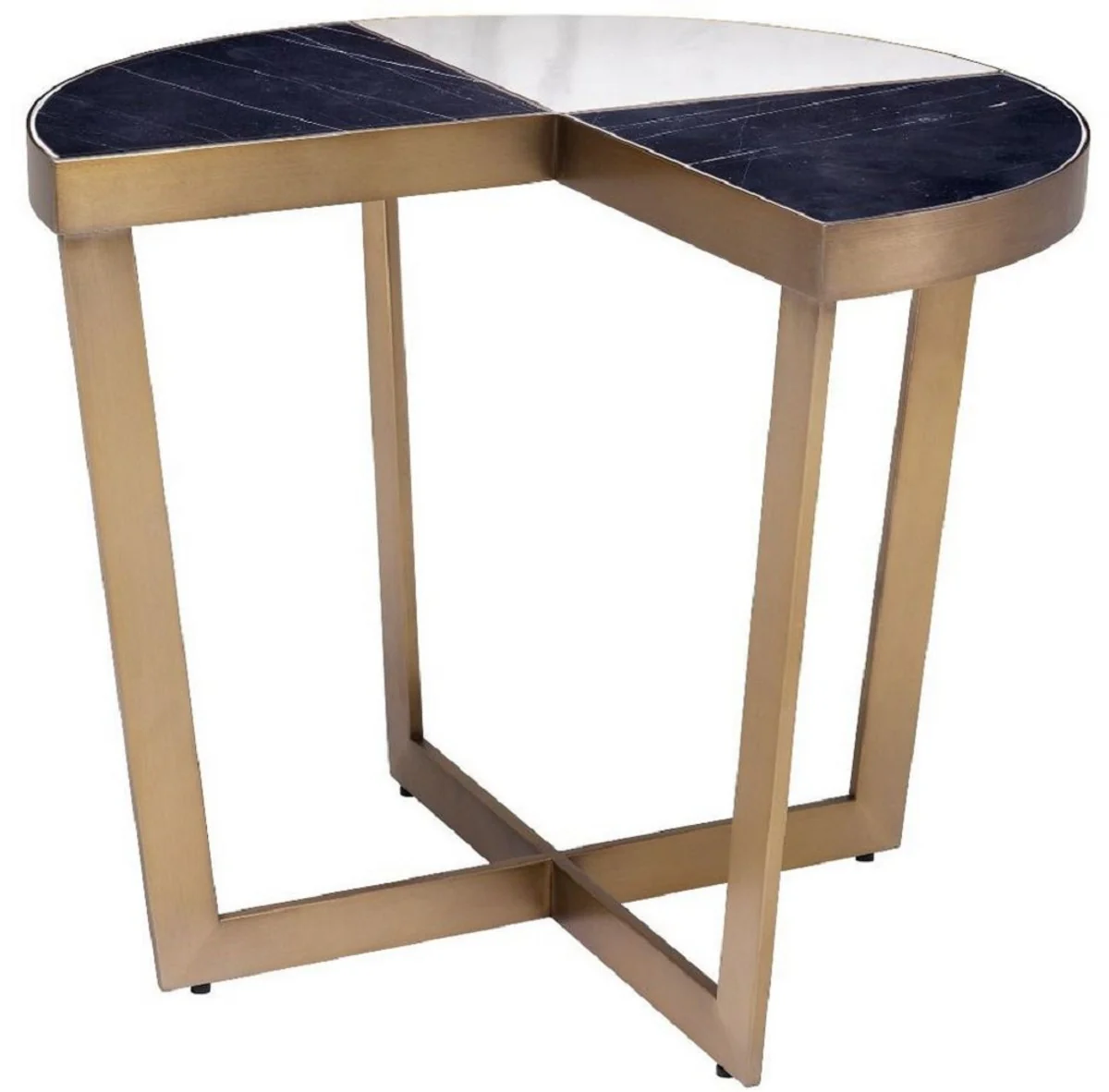 Casa Padrino mesa auxiliar de lujo de acero inoxidable con sobre de m¨¢rmol negro / blanco / lat¨®n ? 60 x A. 50,5 cm - Muebles de Lujo