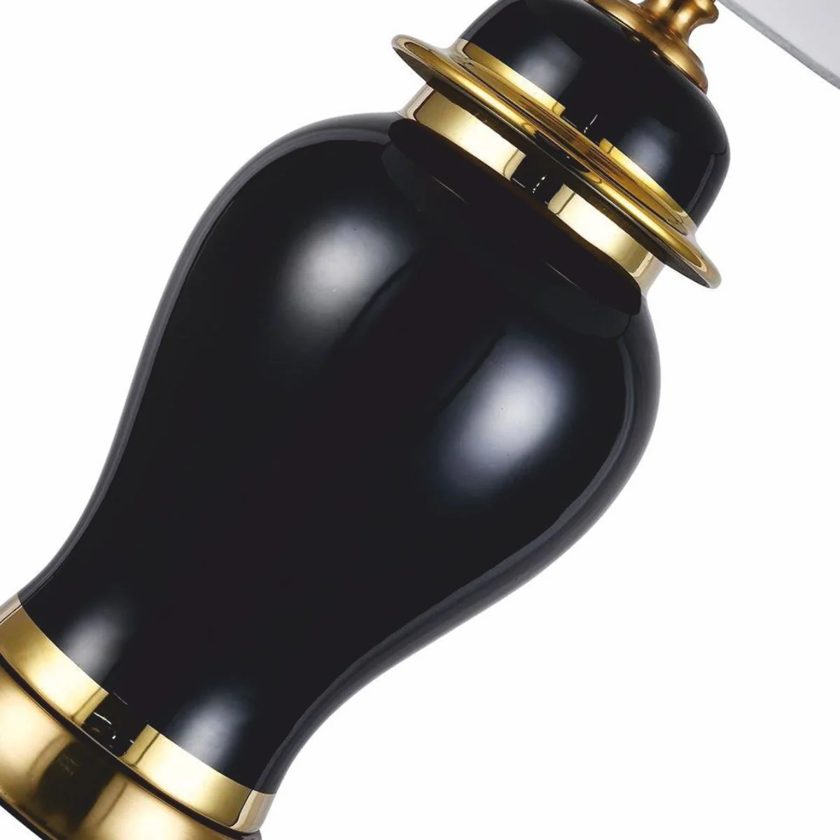 Casa Padrino l¨¢mpara de mesa de cer¨¢mica de lujo negro / oro / blanco ? 40 x A. 72 cm