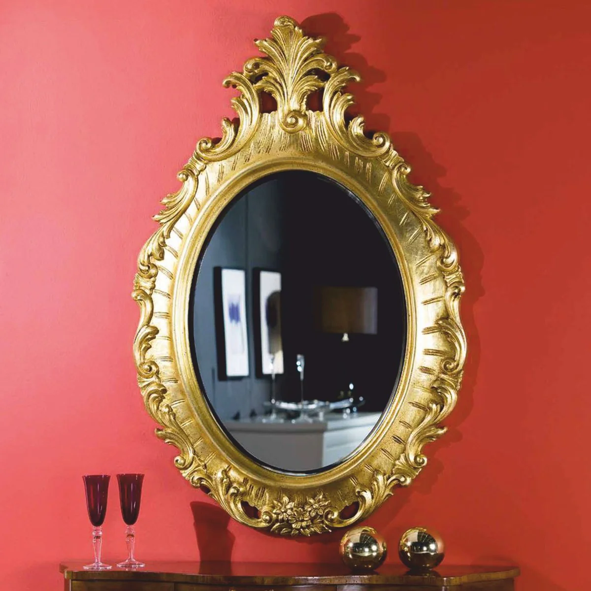 Casa Padrino espejo barroco de lujo oro Al. 133 cm - Muebles barrocos - Hecho en Italia