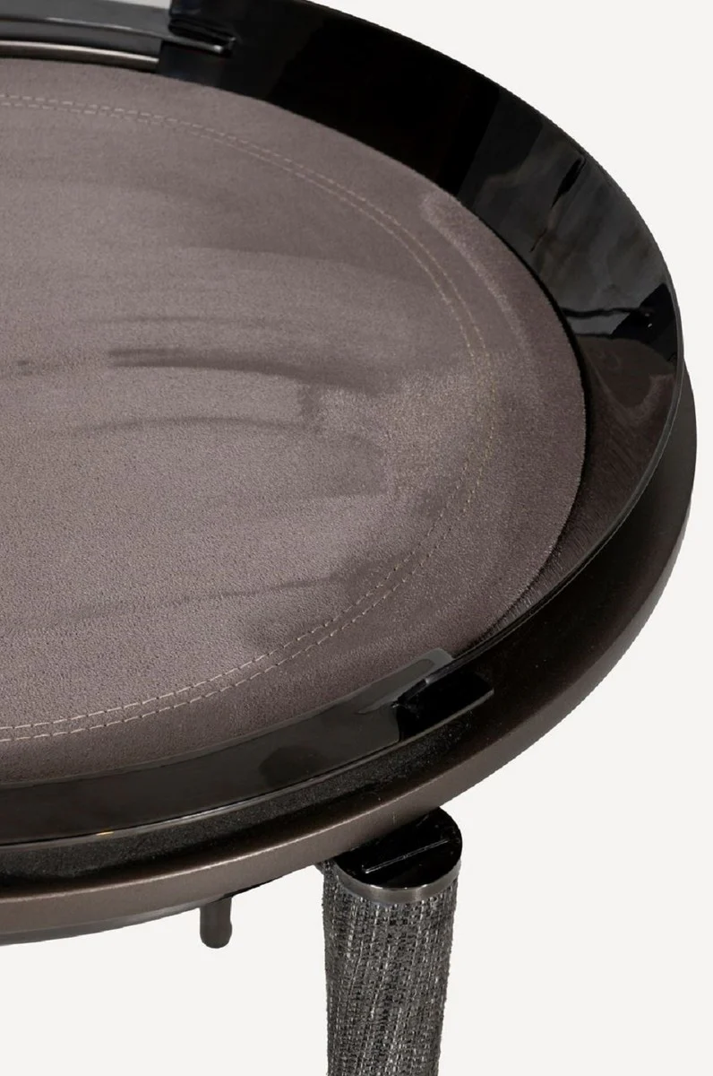 Casa Padrino mesa auxiliar de lujo de 3 patas gris / negro / bronce ? 53 x A. 55,16 cm - Mesa auxiliar de sal¨®n redonda - Mesa de hotel - Muebles de sal¨®n - Muebles de hotel - Calidad de lujo