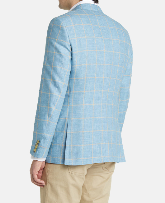 OK Casual Plain Plaid Notch Lapel Flap Pocket Two Button Blazer