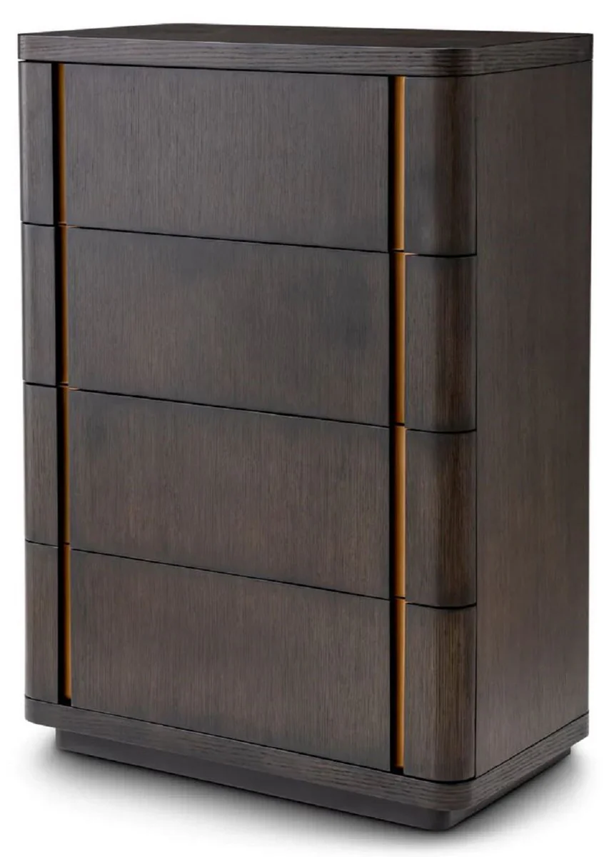 Casa Padrino cómoda de lujo con 4 cajones moca / latón 85 x 48,5 x A. 120,5 cm - Cómoda de dormitorio - Muebles de dormitorio - Muebles de hotel - Muebles de lujo - Calidad de lujo