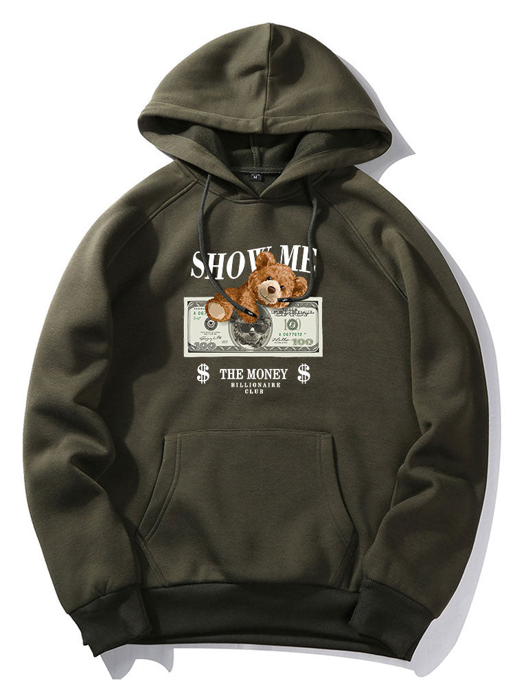 Money Bear Print Hoodie