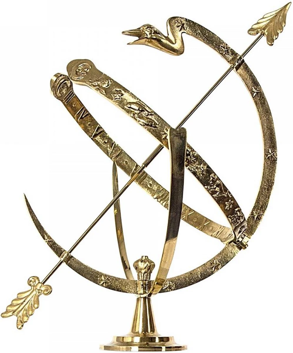 Casa Padrino Reloj de Sol Art Nouveau Oro Ø 34 x H. 42 cm - Decoración de Jardín de Lujo