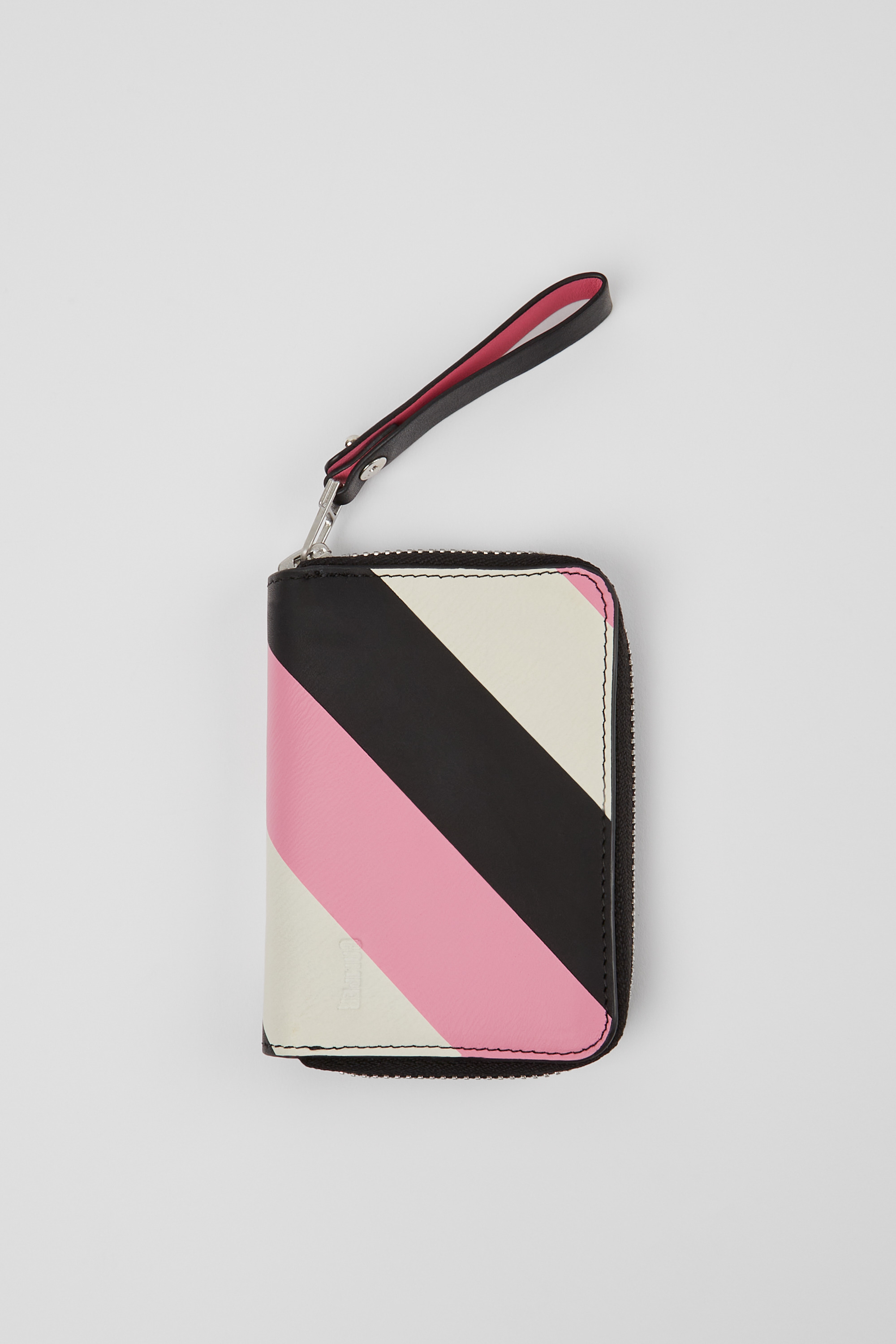 Mosa - Small black, pink, and white leather wallet