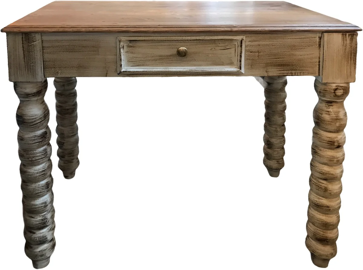 Casa Padrino escritorio de estilo campestre beige antiguo 91 x 56 x A. 76 cm - Escritorio de madera maciza con caj¨®n - Mobiliario de oficina en estilo campestre