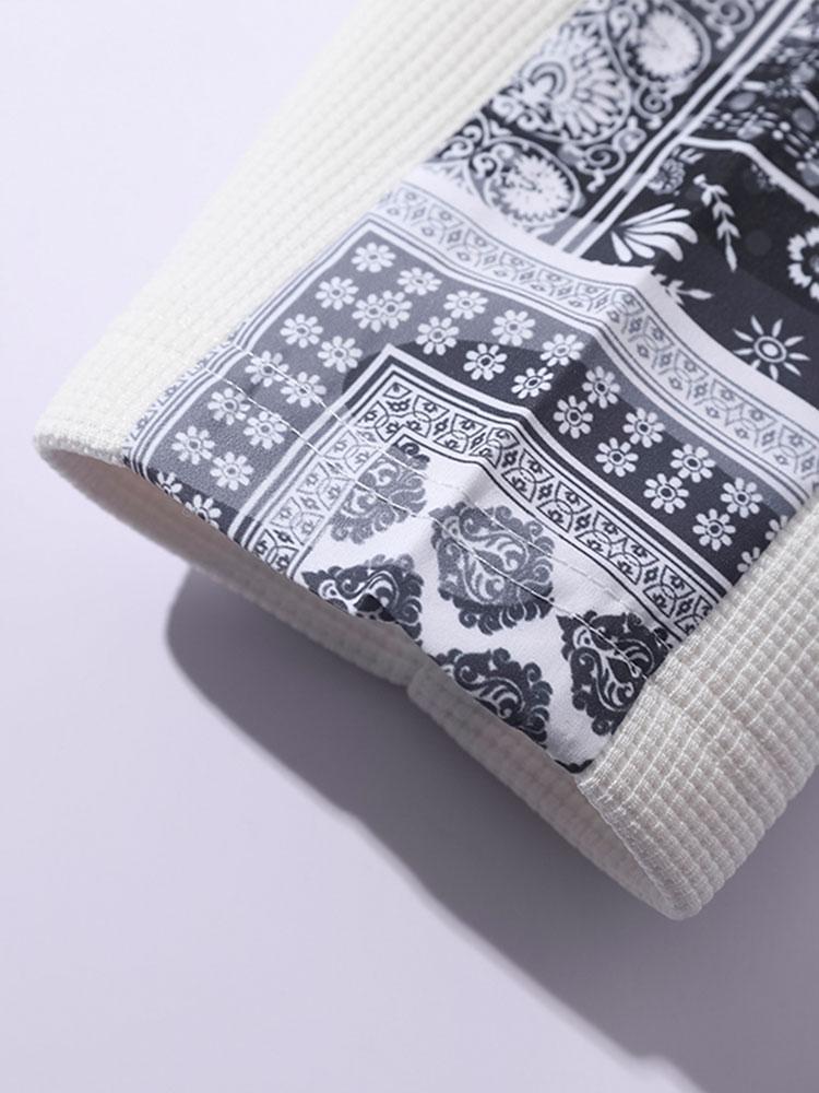 Paisley Print Double Layer Waffle Sweatshirt