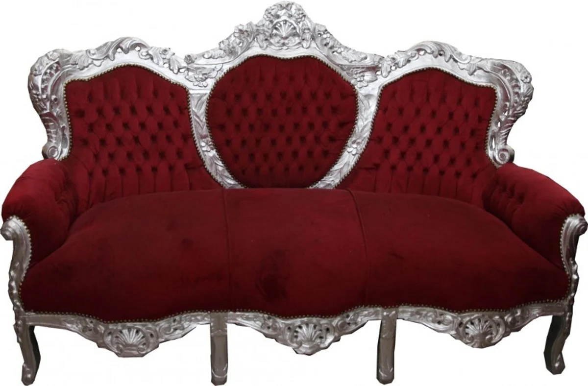 Baroque sofa set  King  Bordeaux / Silver - lounge antique