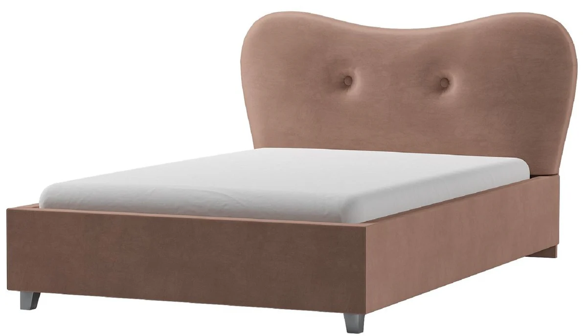 Casa Padrino cama infantil Art Deco de lujo rosa / plata 168 x 216 x A. 100 cm - Cama de madera maciza con cabecero - Muebles para niños - Muebles Art Deco - Muebles de lujo - Interior de lujo