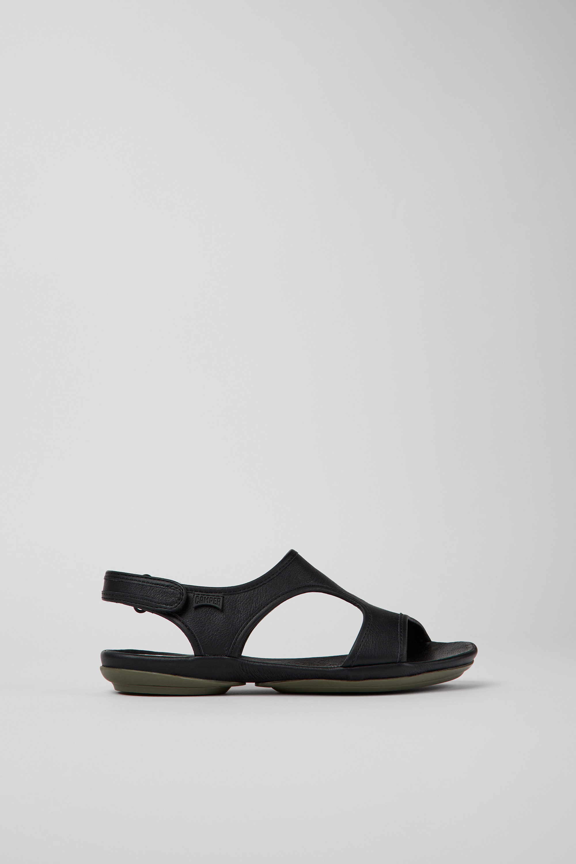 Right - Black leather sandals for women
