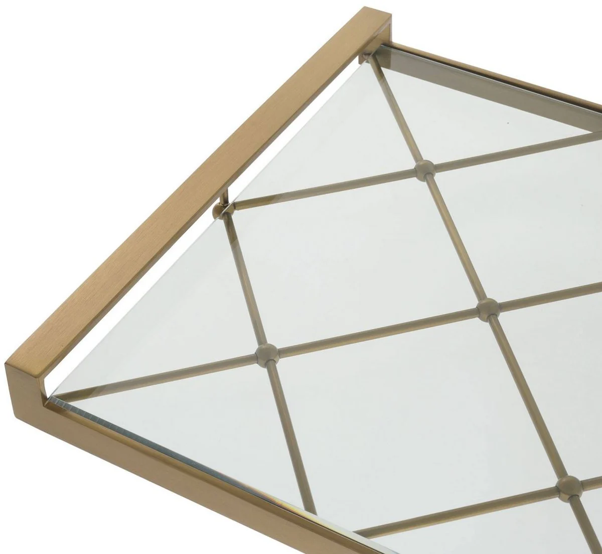 Casa Padrino bandeja de servicio de lujo lat¨®n 48 x 34 x A. 4 cm - Bandeja de acero inoxidable con tapa de vidrio endurecido - Accesorios de Gastronom¨ªa - Calidad de Lujo