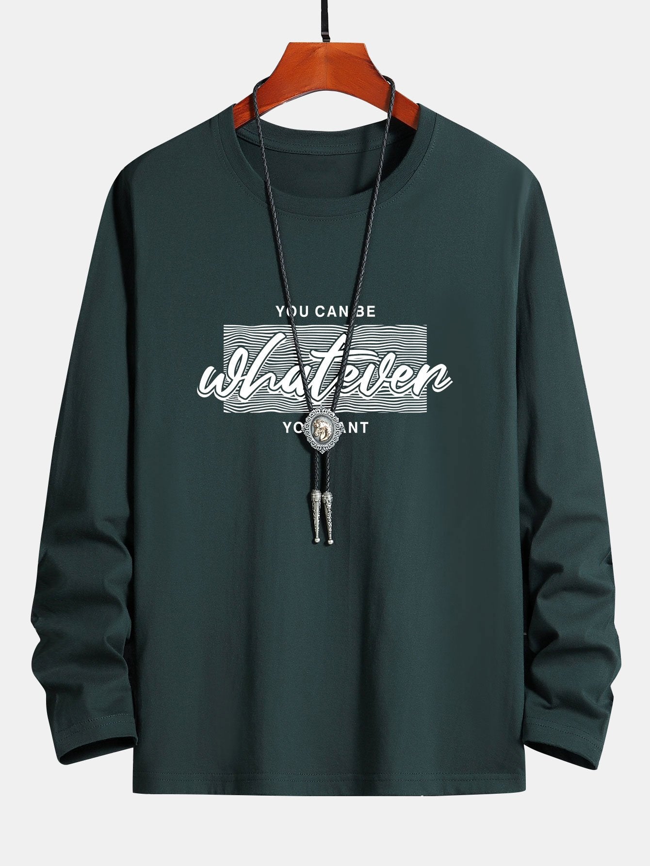 Long Sleeve Slogan Print Cotton T-Shirt