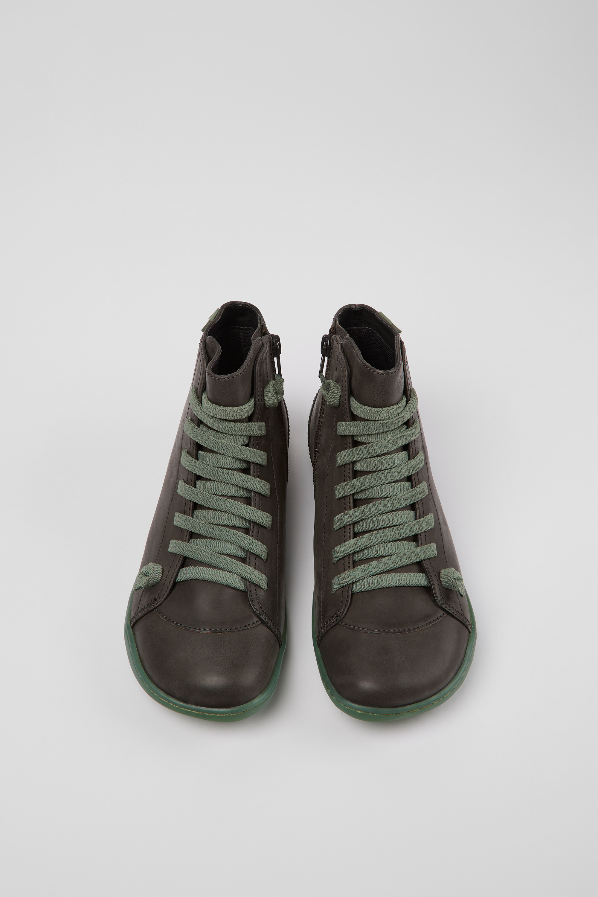 Peu - Gray leather ankle boots for women