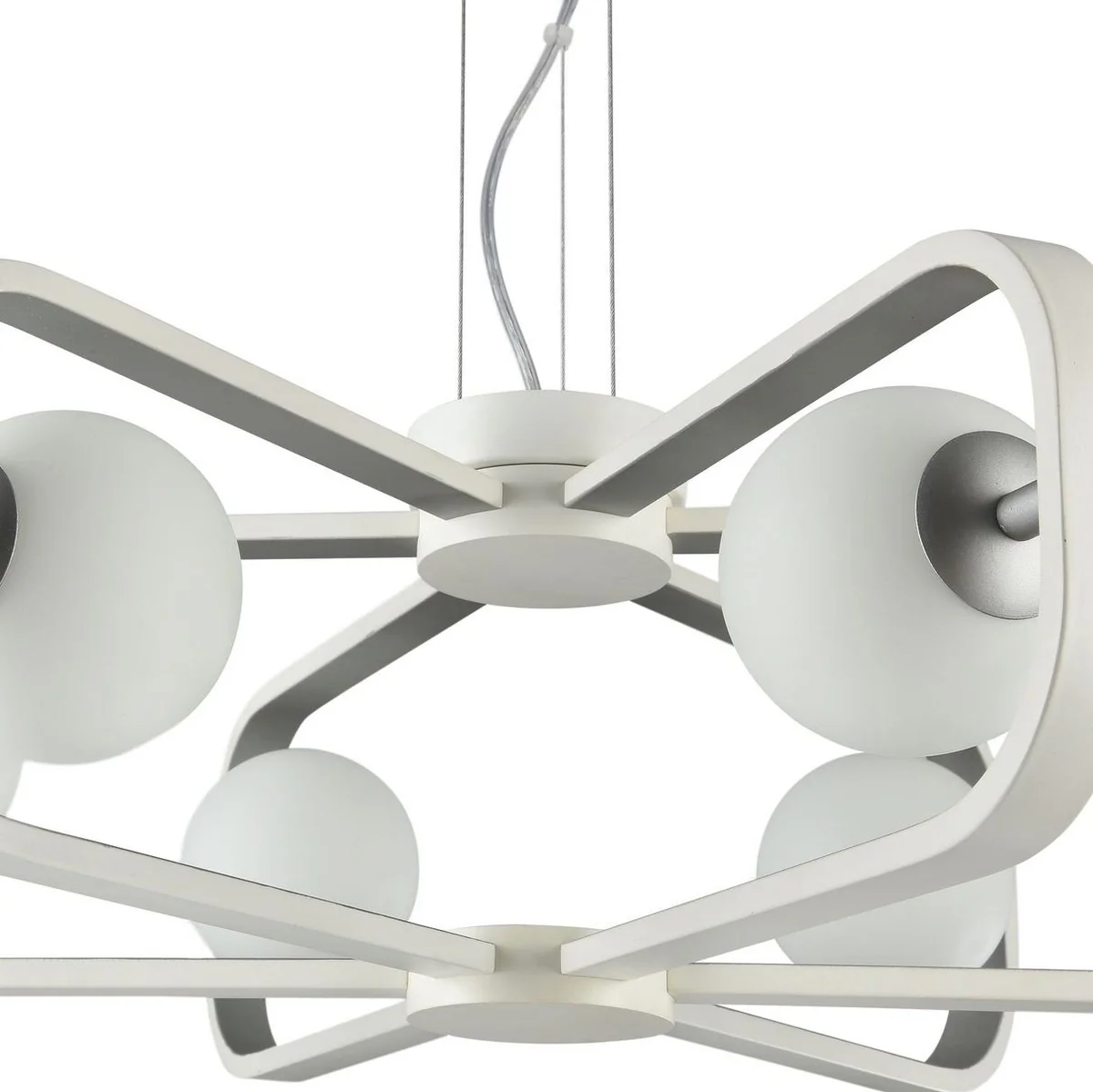 Casa Padrino lámpara colgante de lujo blanco / plata Ø 65 x H. 20 cm - Colección de Lujo