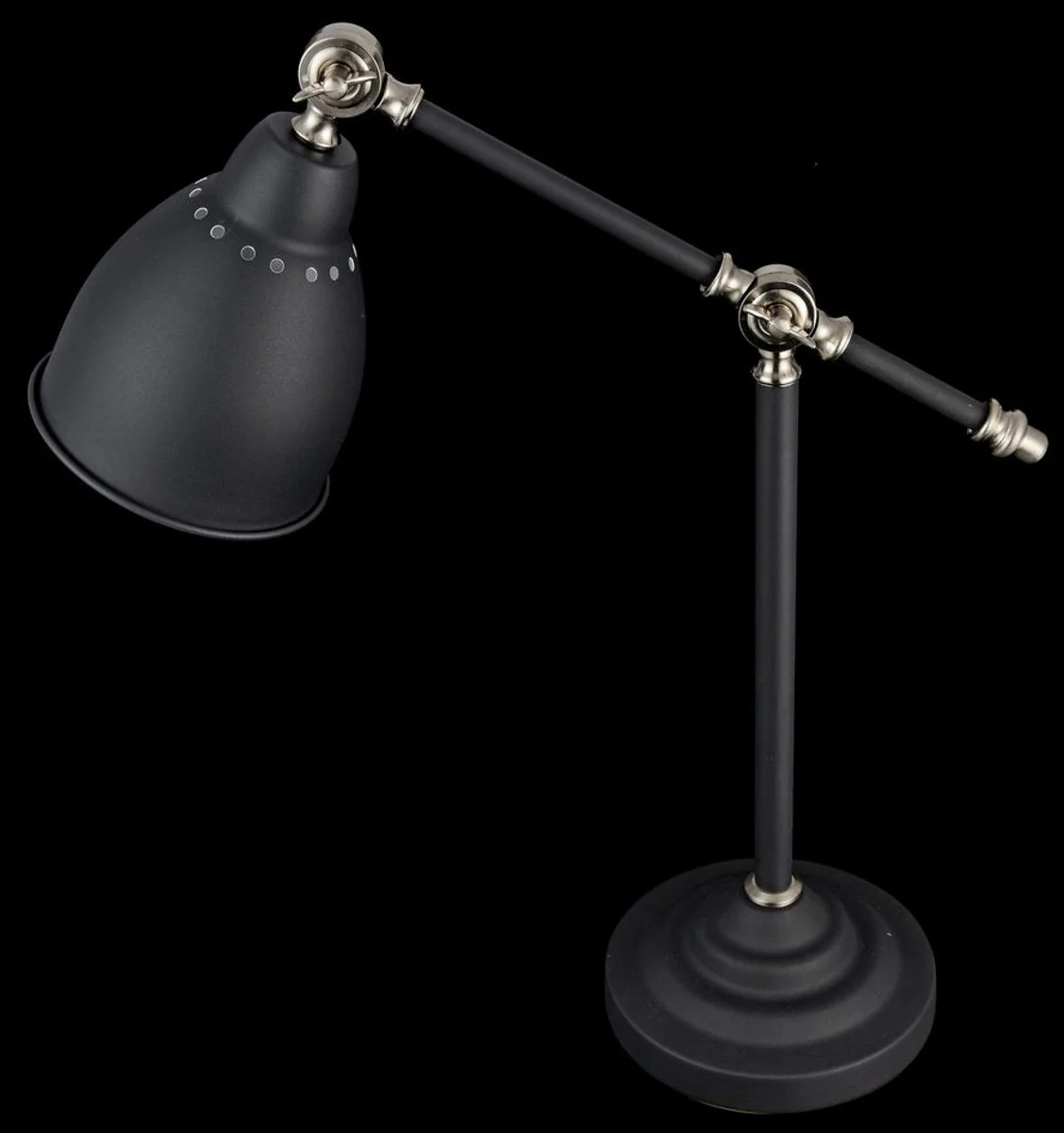 Casa Padrino Desk Lamp Black / Silver 17.5 x 47 x H. 52 cm - Table Lamp with Swivel Bracket