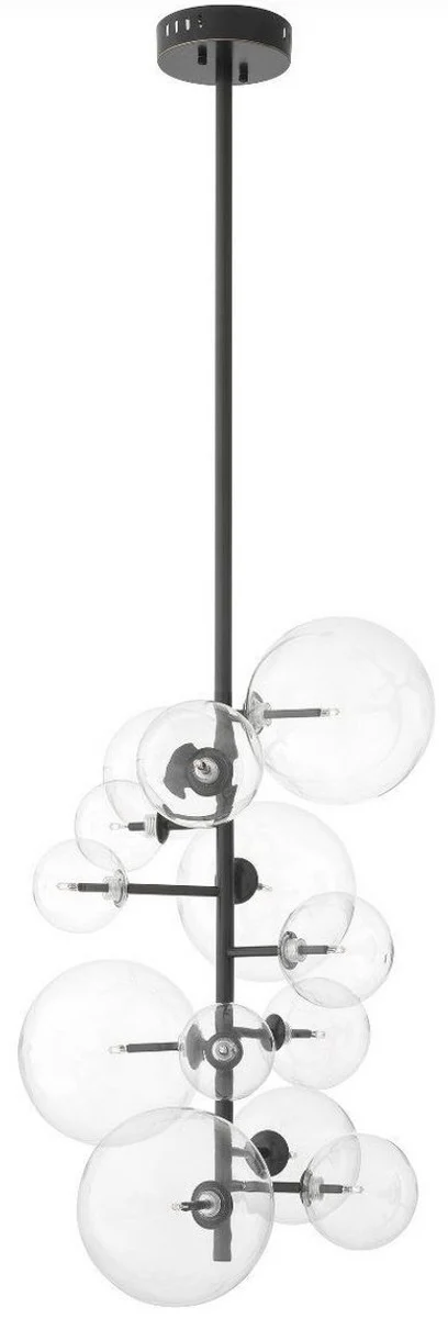 Casa Padrino lámpara de araña halógena de lujo bronce 26 x 26 x A. 71 cm - Lámpara de araña moderna con pantallas de vidrio redondas - Colección de Lujo