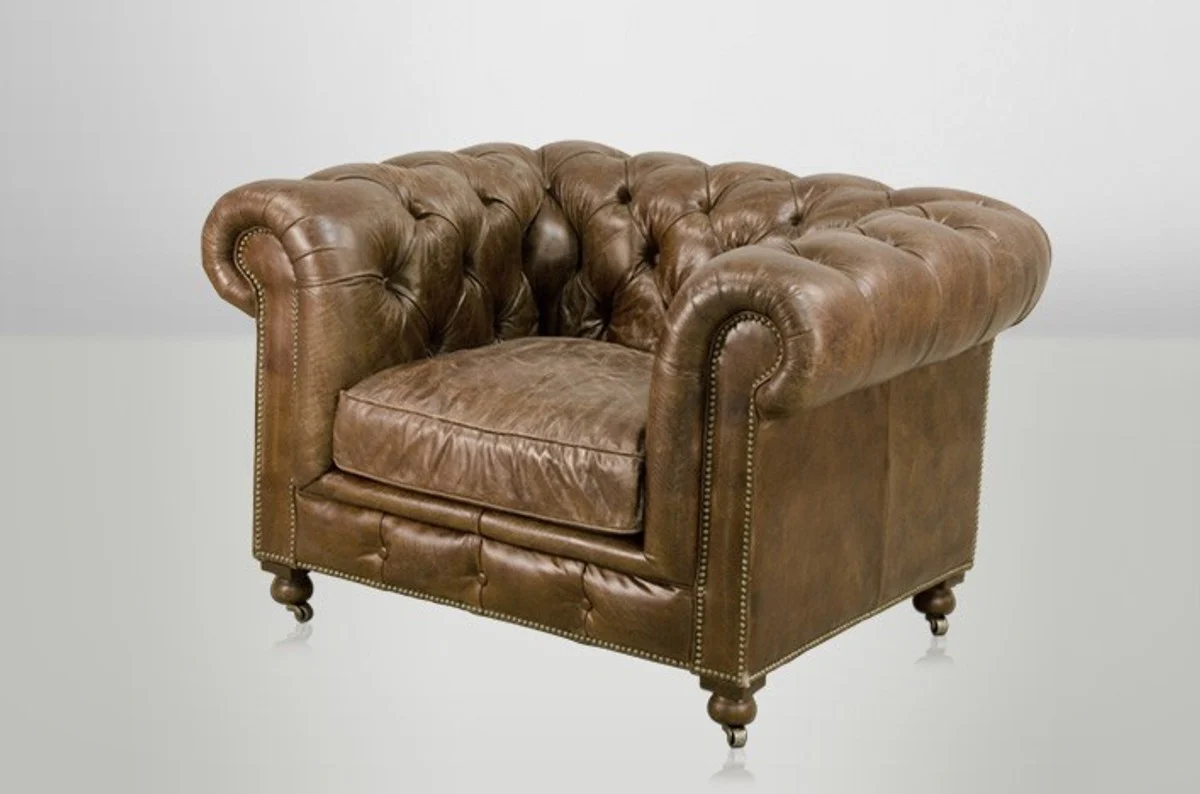 Chesterfield luxury leather armchair Vintage Leather Cigar Casa Padrino - Club