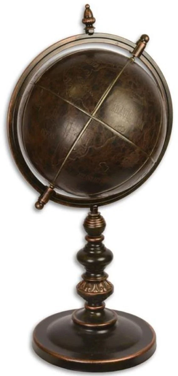 Casa Padrino globo de metal de lujo con soporte bronce 30,7 x 35 x A. 72,8 cm - Decoración de Escritorio - Decoración de Oficina - Sala de Estar Deco