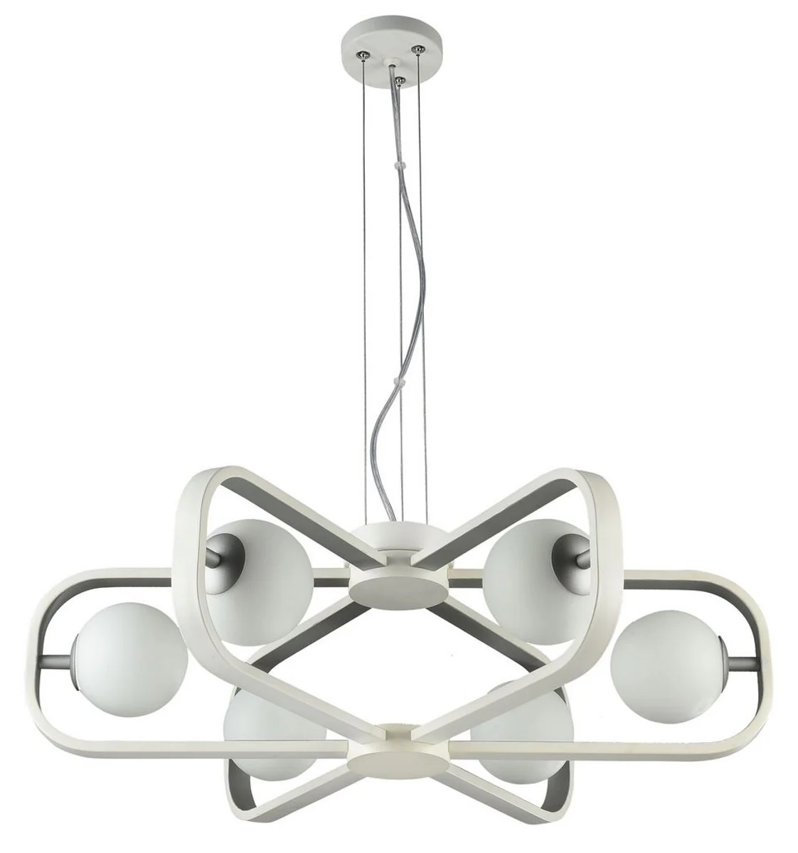 Casa Padrino lámpara colgante de lujo blanco / plata Ø 65 x H. 20 cm - Colección de Lujo