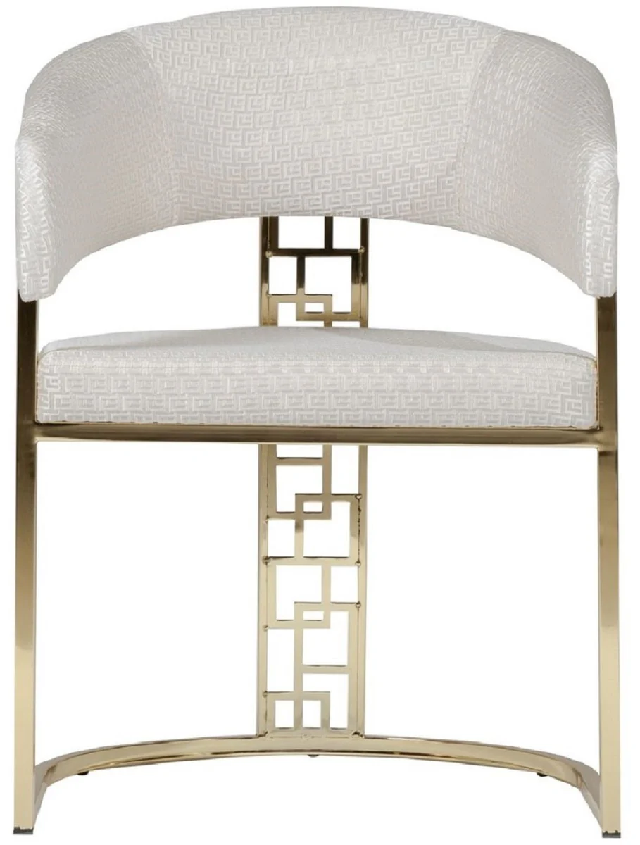 Casa Padrino silla de comedor de lujo con reposabrazos blanco / oro A. 83 cm