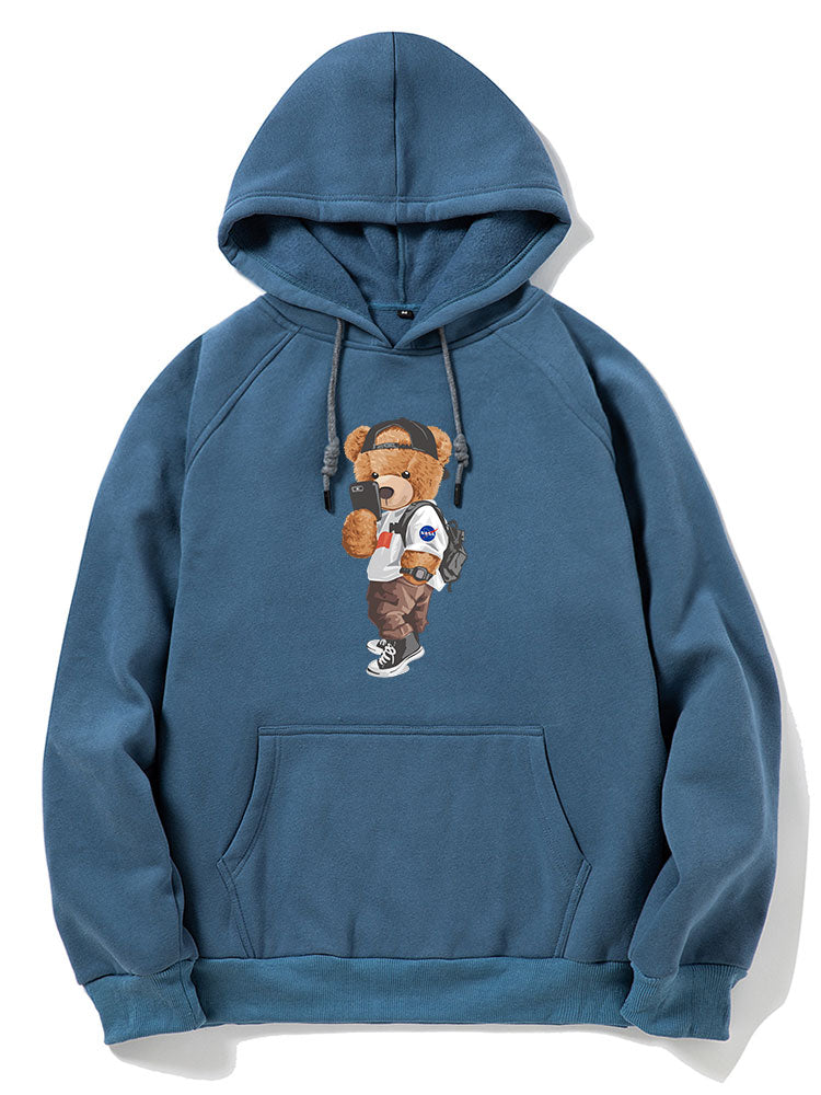 Selfie Bear Print Hoodie