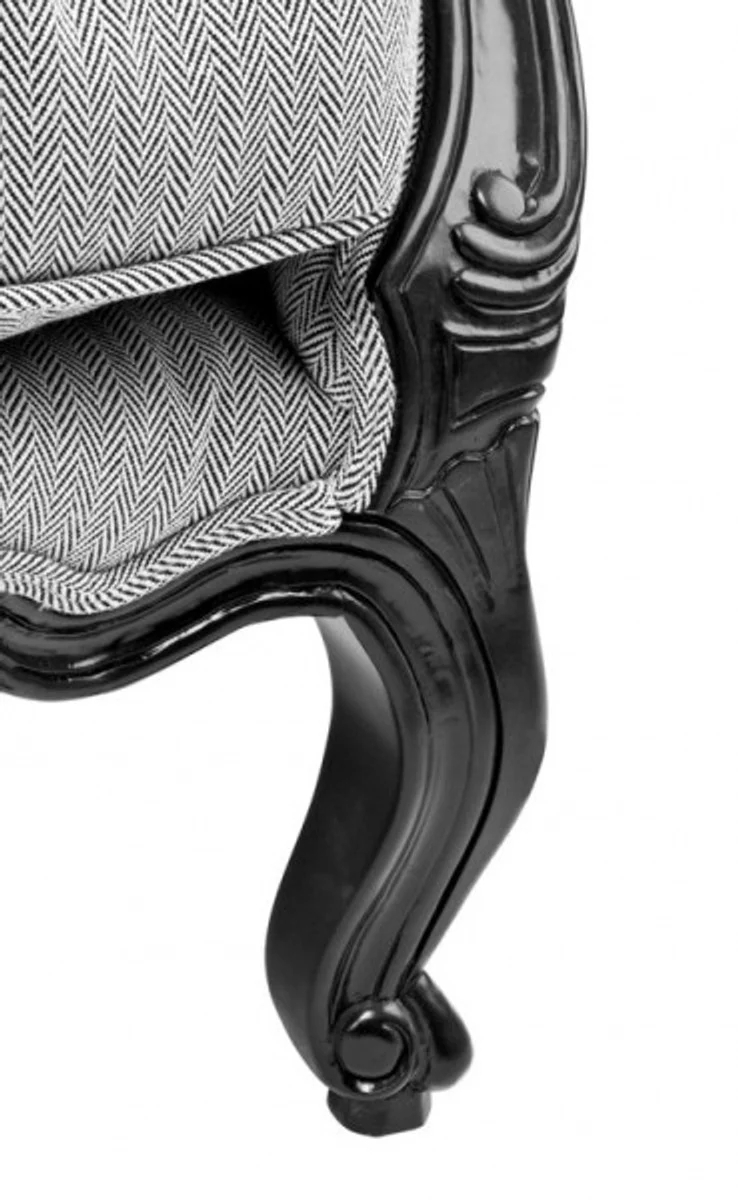 Casa Padrino luxury lounge chair Baroque Black / Grey Herringbone mod5 - Hotel Furniture