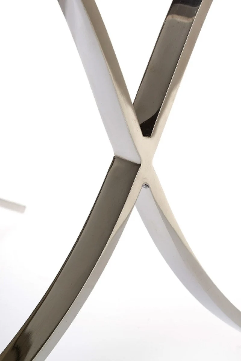 Casa Padrino taburete de dise?ador de piel sint¨¦tica blanco / oro / plata 40 x 33 x H. 45 cm - Muebles de Dise?ador