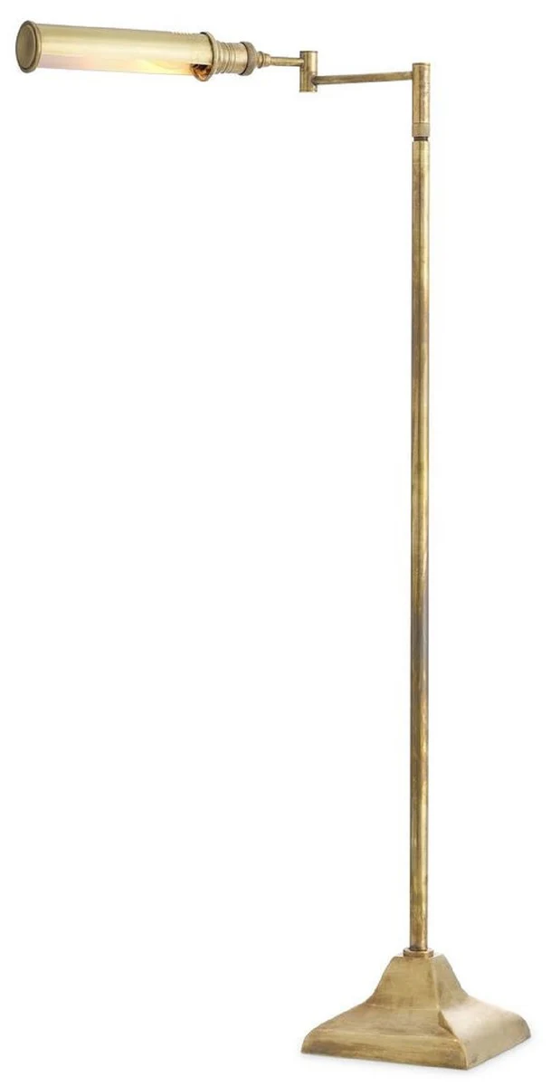 Casa Padrino lámpara de pie de lujo latón vintage 18 x A. 102-136 cm - Lámpara de pie de altura regulable con brazo giratorio - Colección de Lujo