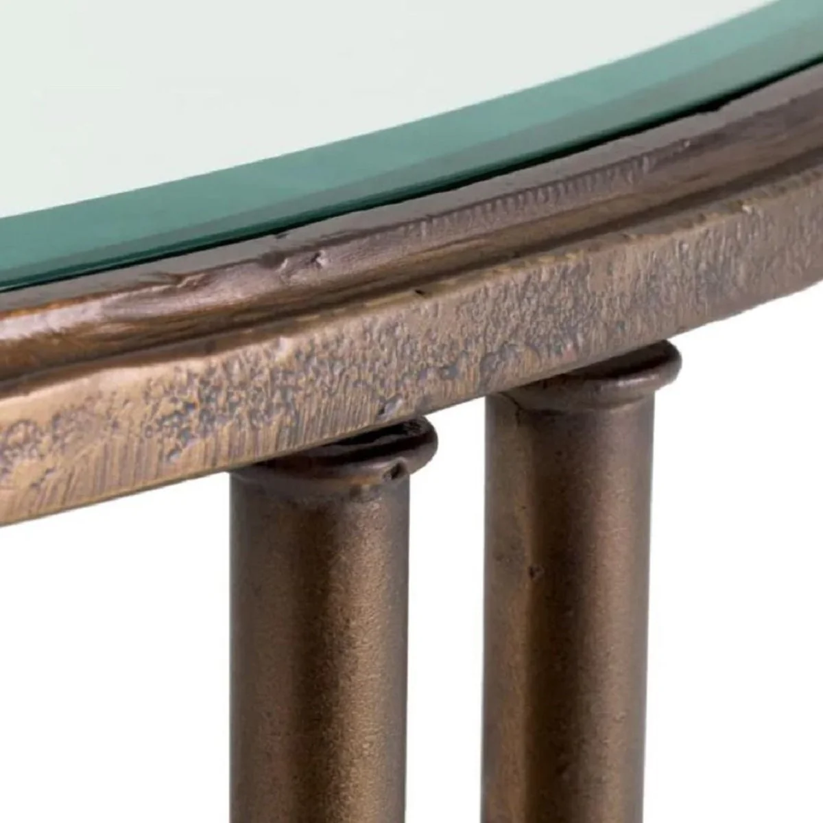 Casa Padrino mesa auxiliar barroco de lujo con tapa de vidrio bronce ? 62 x A. 64 cm