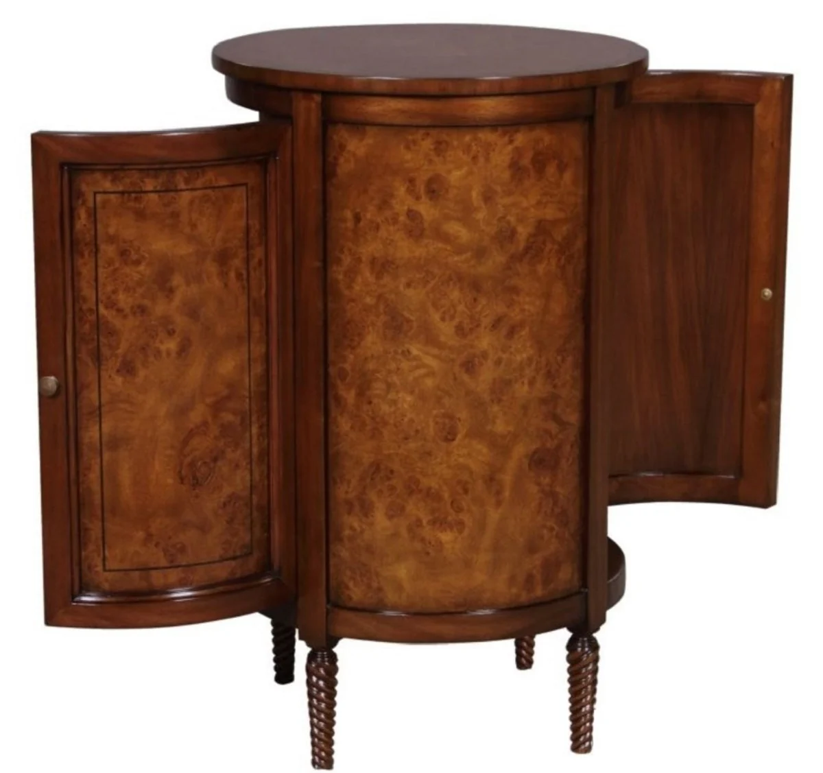 Casa Padrino cómoda Art Nouveau de lujo marrón claro / marrón Ø 57 x H. 82 cm - Pequeño Gabinete Redondo con 2 Puertas