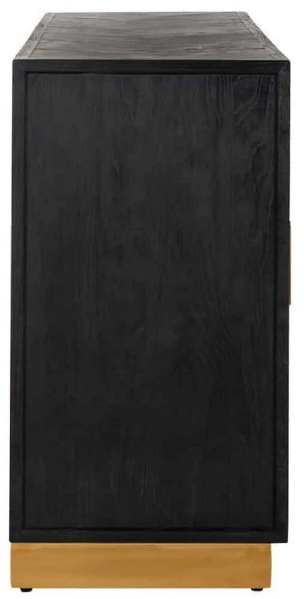 Casa Padrino aparador de lujo negro / oro 160 x 45 x A. 86 cm - Mueble de madera maciza con 4 puertas - Muebles de sal¨®n - Muebles de hotel - Colecci¨®n de Lujo