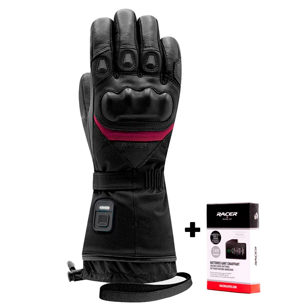 GUANTES CALEFACTABLES RACER HEAT 5 - NEGRO / ROJO