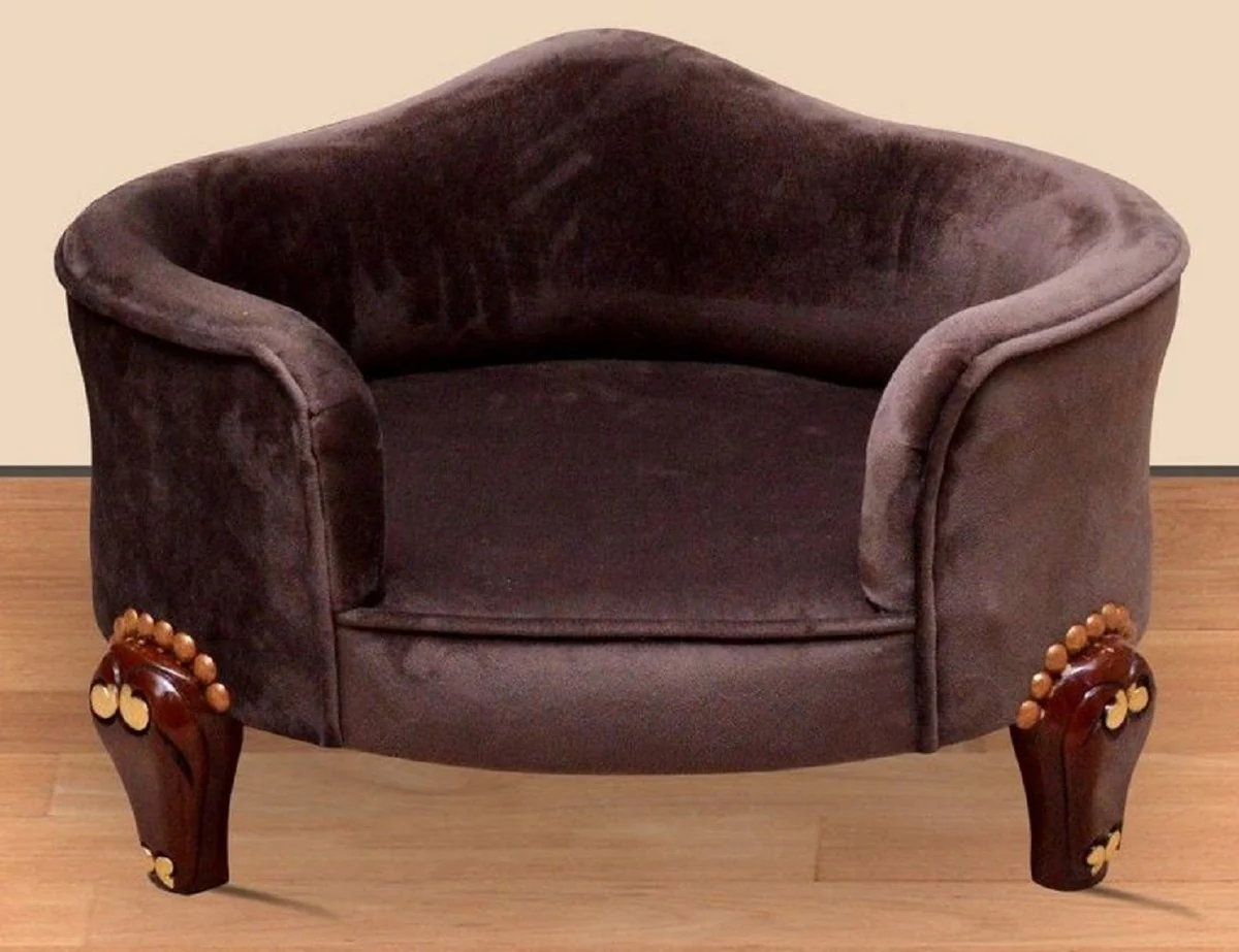 Casa Padrino cama para perros barroco marrón real / marrón / oro - Muebles barrocos para perros - Muebles barrocos para mascotas - Magníficos muebles de animales en estilo barroco